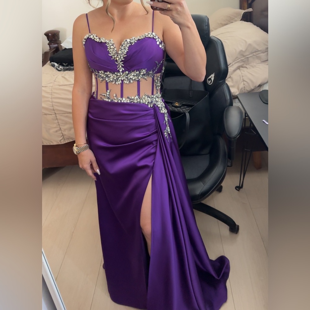 Purple Corset Dress Gown with Crystals